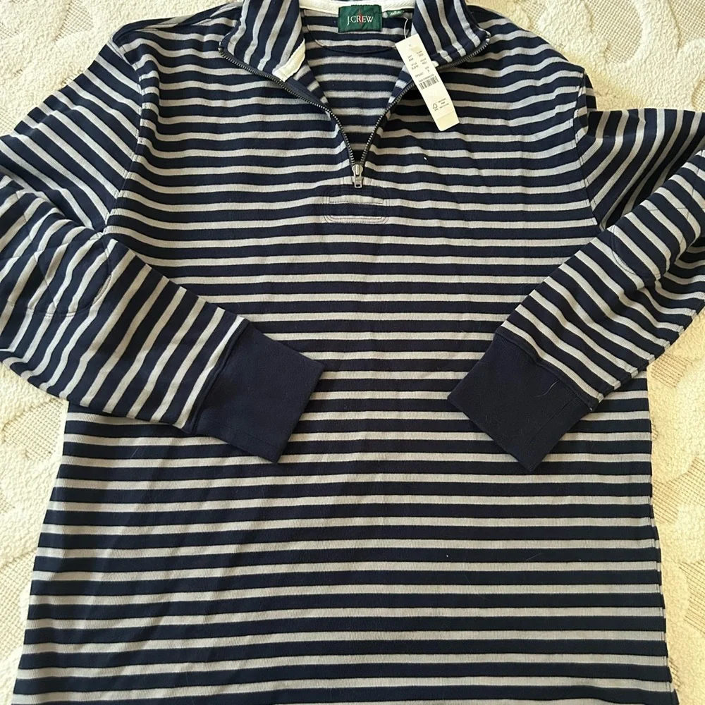 Jcrew half zip rugby shirt in stripe blue mens size small